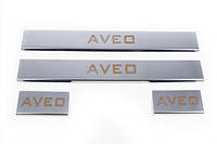 Накладки на пороги V1 (4 шт., нерж.) Chevrolet Aveo T300 2011-