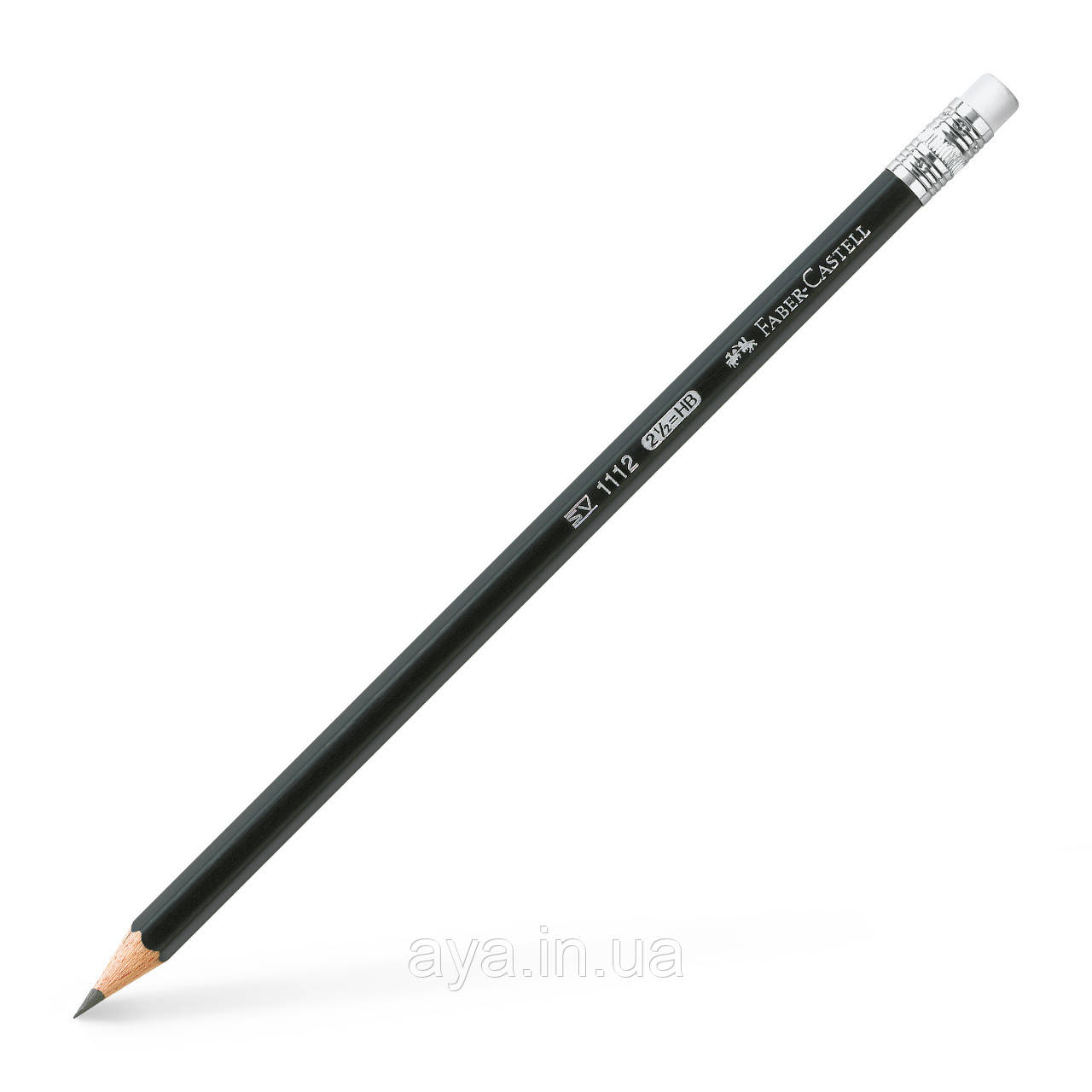 Чорнографітний олівець с ластиком 1111 Faber-Castell (НВ, шестигр. корпус чорний) 111200
