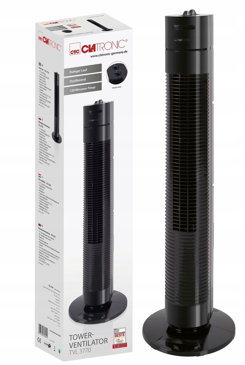 Колонний вентилятор Clatronic TVL 3770 Black (78 см, 35 Вт, Німеччина), фото 1