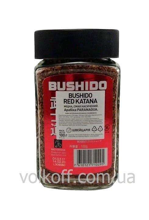 Кофе растворимый Bushido Red Katana Бушидо Рэд Катана 100 гр - фото 2 - id-p1632667488