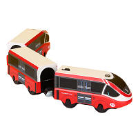 Электрический локомотив с вагонами Iekool, 3+ (Brio, Ikea) E21A23 Красный