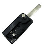 Корпус викидного ключа 2 кнопки Peugeot HU83 з тримачем батарейки, фото 4