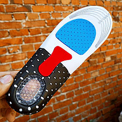 Ортопедичні устілки для взуття з антишокової захистом п'яти 35-40 розмір 23-26.5 см Колір Чорний