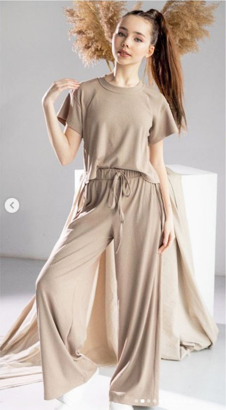 Брюки для дівчинки Палацзо на літо бежеві, фото 1