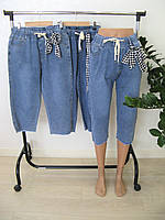Бриджи-капри женские джинсовые БАТАЛ с потертостями р. 30- 36 Kenalin
