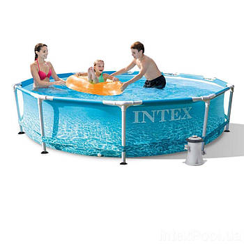 Каркасний круглий басейн + фільтр (305х76см, 4485 л, фільтр-насос) Intex 28208 Синій