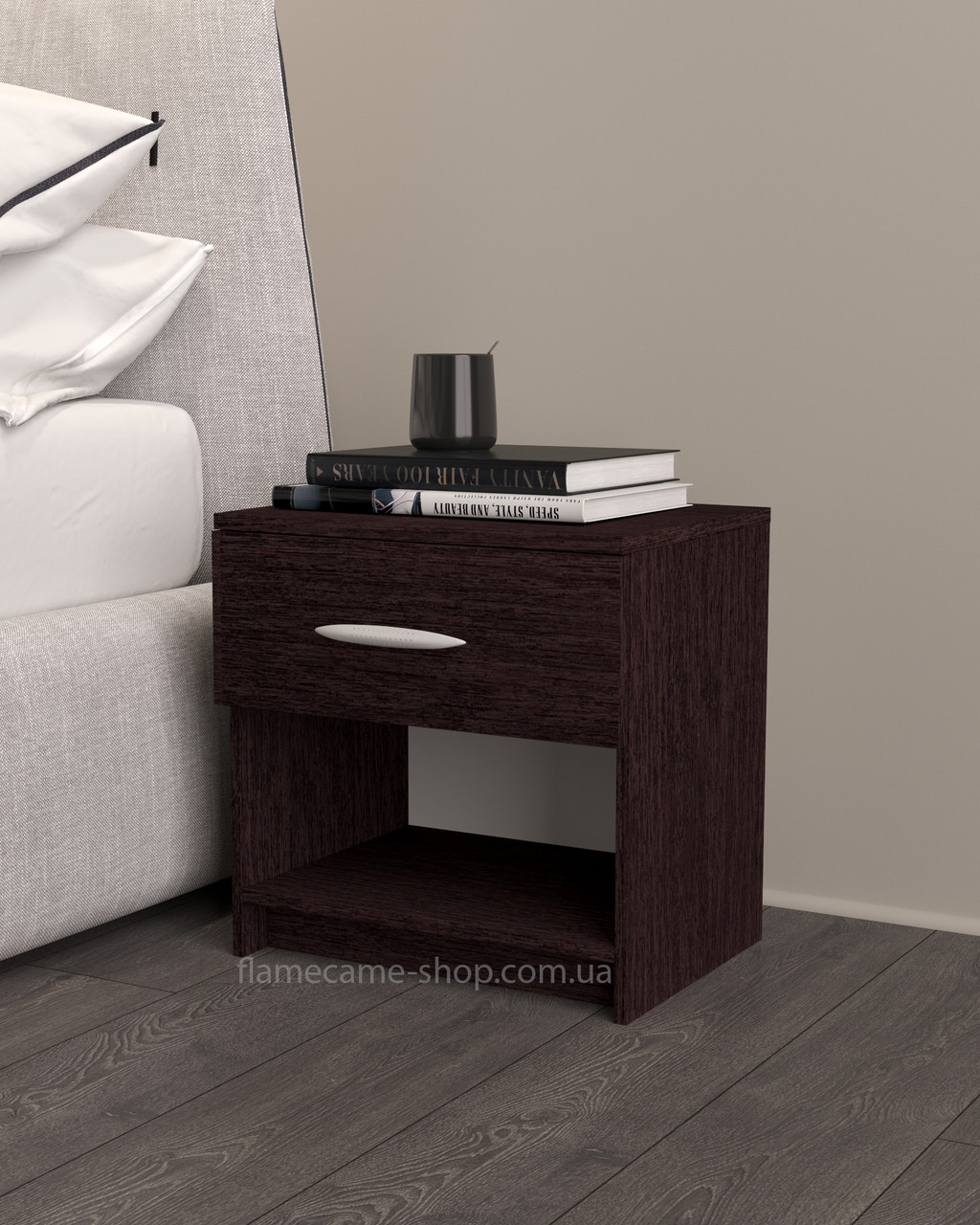 Тумбочка приліжкова Венге темний, тумба в спальню II T-01, фото 1