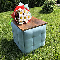 Пуф трансформер 5в1 із блакитного велюру зі столиком