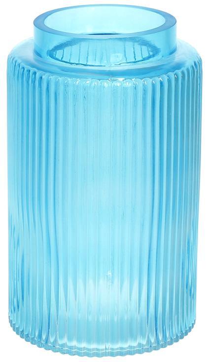 Ваза декоративна Ancient Glass "Прозора Лазур" 20х12 см, яскраво-блакитне скло