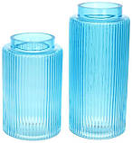 Ваза декоративна Ancient Glass "Прозора Лазур" 20х12 см, яскраво-блакитне скло, фото 2