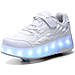 Роликові кросівки Led Stride, що світяться, на 2 колесах, USB зарядка, у стилі heelys, білі (RKL-18), фото 2