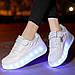 Роликові кросівки Led Stride, що світяться, на 2 колесах, USB зарядка, у стилі heelys, білі (RKL-18), фото 6