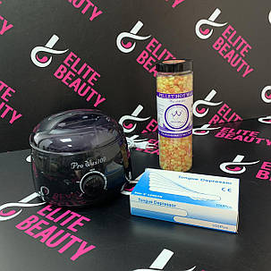 Набір депіляція воскоплав ProWax-100 чорний, віск в банці 400 г і шпателі, фото 1