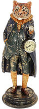 Фігурка декоративна "Тигр із годинниками" 40.5 см, полістоун, синій із золотом