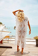 Модна туніка для пляжу. Жіноча біла туніка на пляж. Туніка розмір універсал M/L/XL/2XL/3XL., фото 2