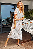 Модна туніка для пляжу. Жіноча біла туніка на пляж. Туніка розмір універсал M/L/XL/2XL/3XL., фото 8