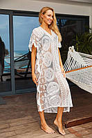 Модна туніка для пляжу. Жіноча біла туніка на пляж. Туніка розмір універсал M/L/XL/2XL/3XL., фото 7