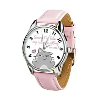 Годинник із зворотним ходом ZIZ Котики не спізнюються рожевий, срібло - ремінець в подарунок 5118662