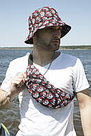 Оригінальна чоловіча бананка з принтом Череп і Троянда. Нагрудна сумка-бананка підлітку, фото 3