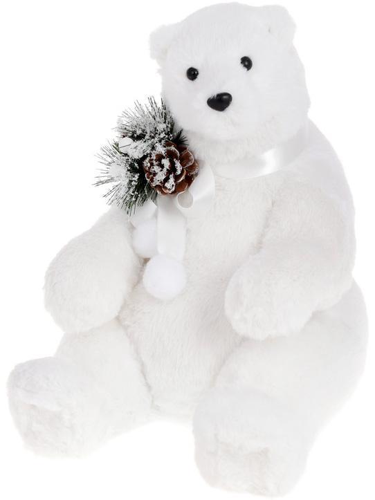 Декоративна іграшка "Білий Ведмедик" 34 см