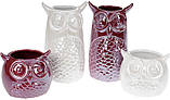 Ваза керамічна "Сова" 10 см, перловий бордовий бордовий, фото 2
