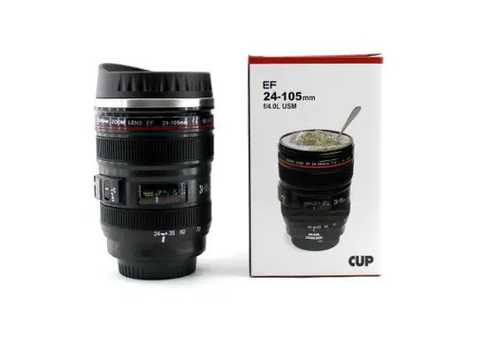 Термокухоль З Кришкою 300 мл Чашка В Стілі Об'єктива Canon EF 24-105