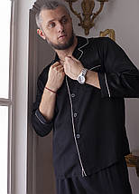 Шовкова чоловіча піжама "Лондон". TM"Silk Kiss". London. Натуральний 100% шовк. Чорна, фото 3