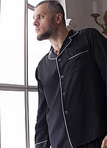 Шовкова чоловіча піжама "Лондон". TM"Silk Kiss". London. Натуральний 100% шовк. Чорна, фото 4