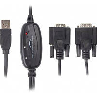 Переходник USB 2.0 to 2хCOM (9+25pin) 1.4m Viewcon (VE591)