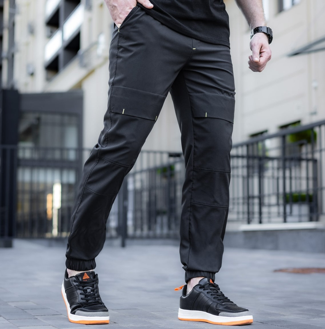 Чоловічі спортивні штани Pobedov "Vershyna" весна-літо-осінь чорні Туреччина. Живе фото, фото 1