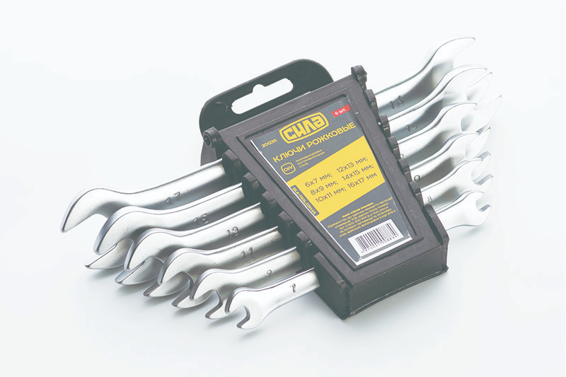 Набір ключів ріжкових 6x7 мм, 8x10 мм, 10x12 мм, 12x13 мм, 14x17 мм, 19x22мм (6 шт.) СИЛА, фото 1