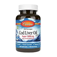 Рыбий жир норвежской трески Carlson Labs Cod Liver Oil Super 1,000 mg With 10 mcg (400 IU) D3 wild norwegian