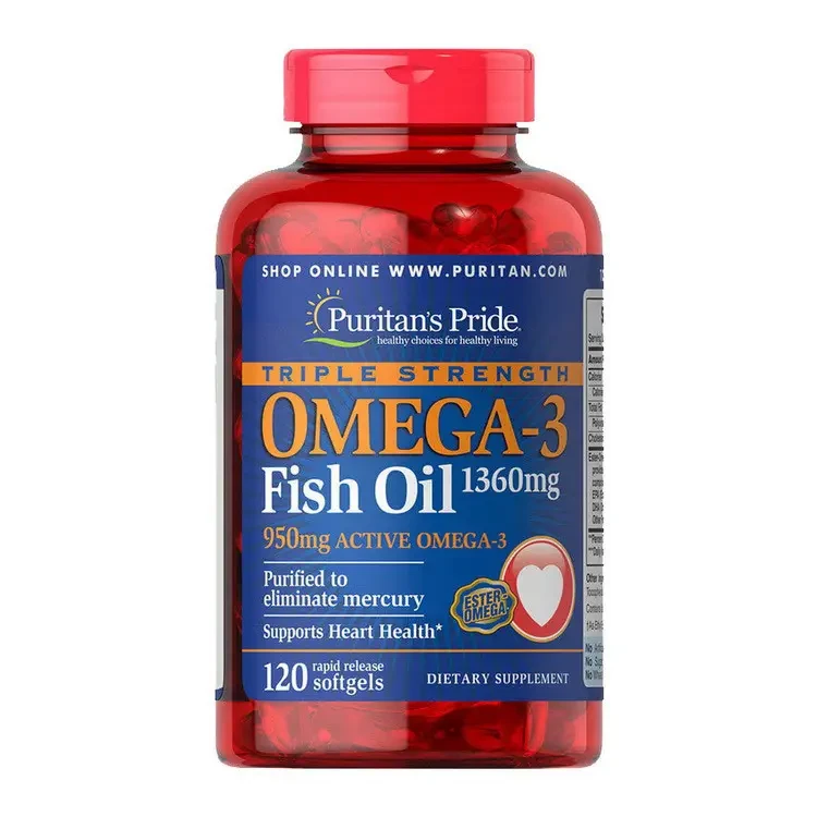 Рыбий жир Puritan's Pride Triple Strength Omega-3 Fish Oil 1360 mg 120 softgels