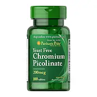 Хром Puritan's Pride Chromium Picolinate 200 mcg Yeast Free 100 tablets