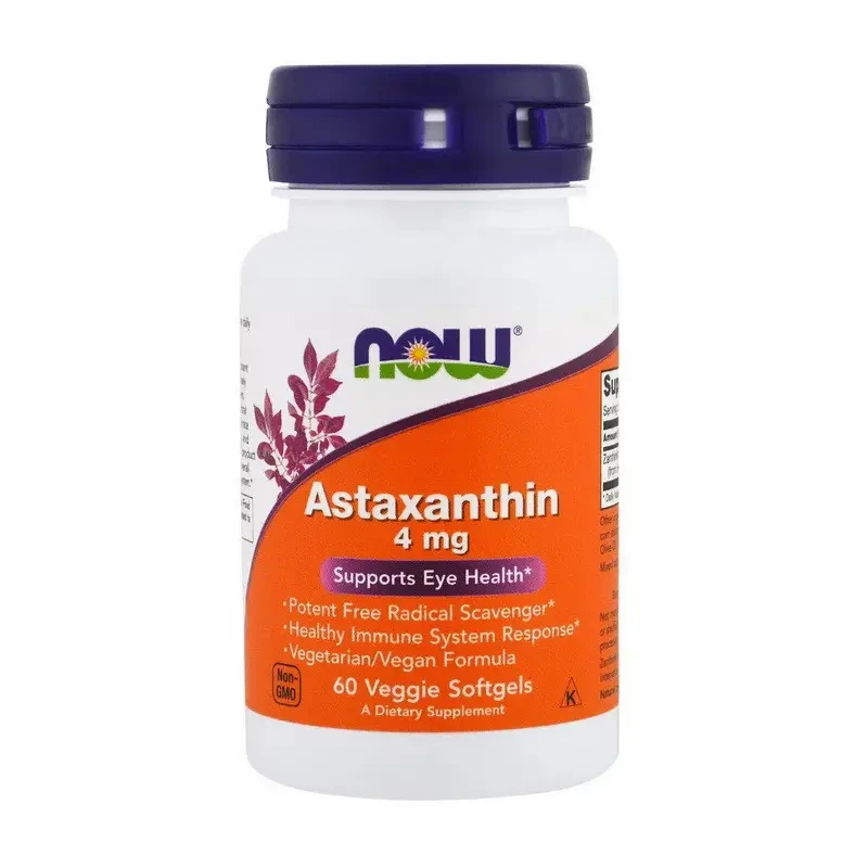 Астаксансій NOW Astaxanthin 4 mg 60 seftgels