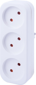 Трійник побутовий e.socket.003.10.2, 3 гнізда, 2P, 10А, без заземлення