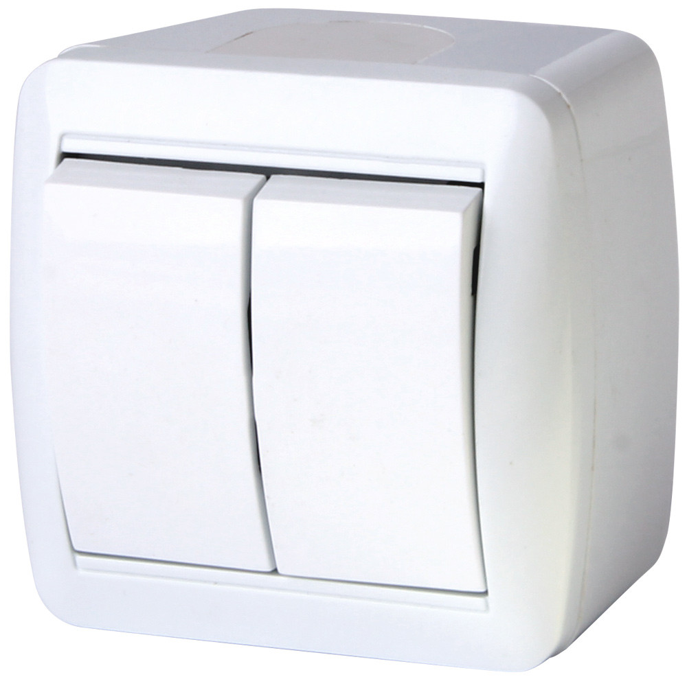 Вимикач двохклавішний e.aqua.1112.gr для зовнішнього монтажу, IP44, фото 1