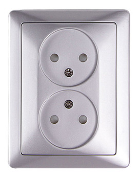 Комплект e.lux.1222L.2gz.aluminium розетки подвійної без з/к, "алюміній", фото 1