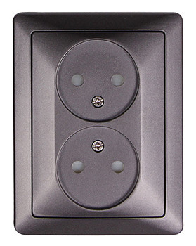 Комплект e.lux.1222L.2gz.anthracite розетки подвійної без з/к, "антрацит", фото 1