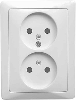 Комплект e.lux.1222L.2gz.ivory розетки подвійної без з/к, "слонова кістка", фото 1