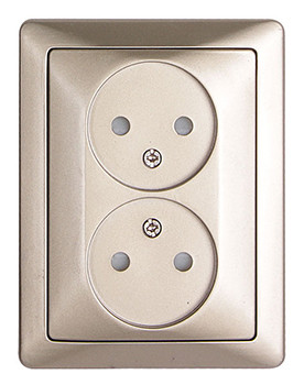 Комплект e.lux.1222L.2gz.nickel розетки подвійної без з/к , "нікель", фото 1