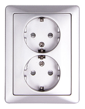 Комплект e.lux.1232L.2gz.aluminium розетки подвійної з з/к SHUKO , "алюміній", фото 1