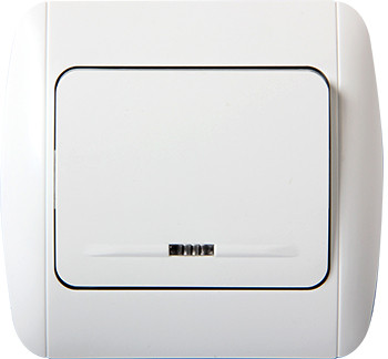 Вимикач e.install.stand.811L+f.cer одноклавішний з підсвіткою з рамкою, фото 1