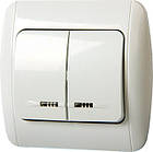 Вимикач e.install.stand.812L+f.cer двохклавішний з підсвіткою з рамкою