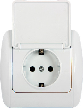 Розетка e.install.stand.810С з з/к з кришкою з рамкою, фото 1