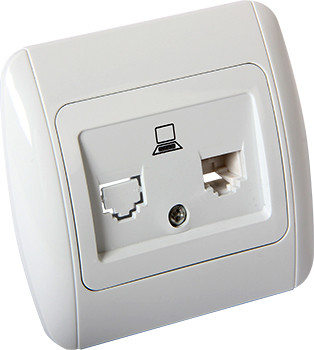 Розетка e.install.stand.819С1 комп'ютерна одинарна з рамкою, фото 1