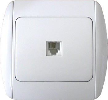 Розетка e.install.stand.814P1+f.cer телефонна одинарна з рамкою, фото 1