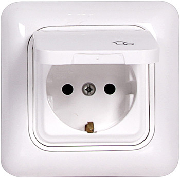 Розетка з з/к з кришкою, 220В S, 16A 2P+Z, фото 1