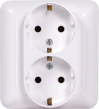 Розетка з з/к подвійна, 220В S, 16A 2P+Z, фото 1