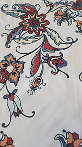 Коттон білий з бордо квітами фрагментами Італія